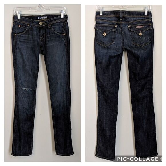 Hudson Slit Knee Low Rise Skinny Blue Jeans 26 - Picture 1 of 8